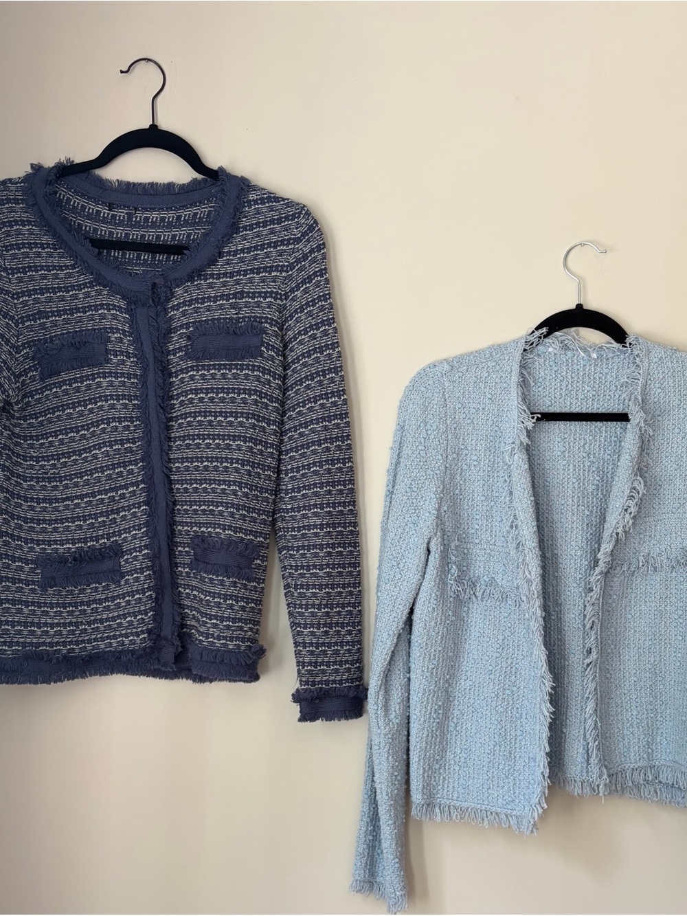 Light Blue & Navy Textured Knit Cardigan Sweater Duo
